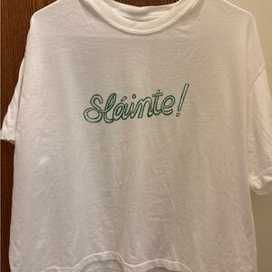 White T-Shirt with Green Graphic